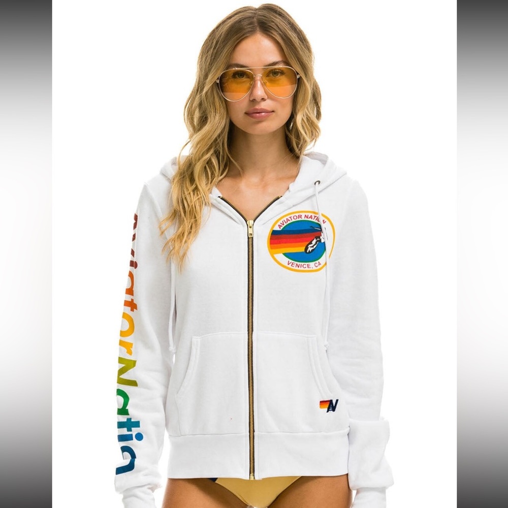White Aviator Nation Zip up